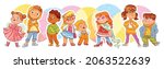 fashion children. funny cartoon ... | Shutterstock .eps vector #2063522639