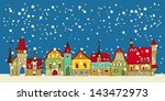 christmas card with cute little ... | Shutterstock .eps vector #143472973