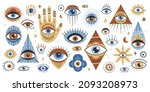 evil eye  hamsa  hand of fatima.... | Shutterstock .eps vector #2093208973