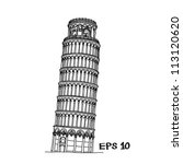 Pisa Tower Sketch Vector...