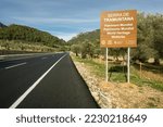 Small photo of cartel anunciando el parque natural de la sierra de Tramuntana, bunyola, Mallorca, Balearic Islands, Spain