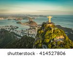 Small photo of RIO DE JANEIRO, BRAZIL - CIRCA FEBRUARY 2016: Aerial view of Christ The Reedemer, Botafogo Bay and Sugar Loaf Mountain.