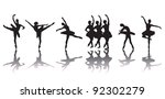 set of vector silhouettes of... | Shutterstock .eps vector #92302279