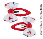 Small photo of Hairpin bow for hair Two children's hairpins on a white background.
