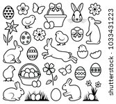 easter eggs   hares   chicks... | Shutterstock .eps vector #1033431223