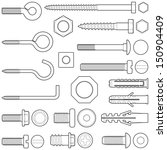 wall hooks   bolts   nuts and... | Shutterstock .eps vector #150904409