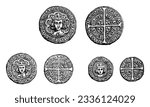 Medieval coins of Henry VI - King of England (1422-1461) - Vintage engraved illustration isolated on white background