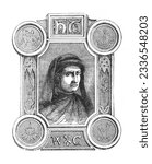 William Caxton, English merchant, diplomat and writer (1422-1491) - Vintage engraved illustration