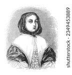 Elizabeth Cromwell (1598-1665) wife of Oliver Cromwell - Vintage engraved illustration