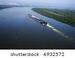 Aerial Of Barge On Mississippi...