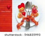 valentine's day table setting... | Shutterstock . vector #546835993