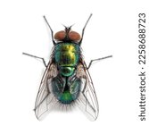 Top shot of a green bottle fly...