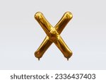 Gold Balloon Letter x 3d render 