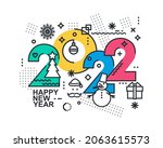 2022 happy new year trendy and... | Shutterstock .eps vector #2063615573