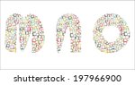 mosaic colorful vector alphabet ... | Shutterstock .eps vector #197966900