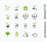 plant and sprout growing icons... | Shutterstock .eps vector #304662719