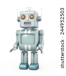 Cute Retro Robot Isolated On...