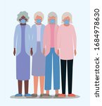 elders women with masks design... | Shutterstock .eps vector #1684978630