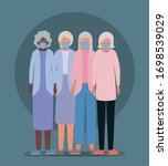 elder women with masks against... | Shutterstock .eps vector #1698539029