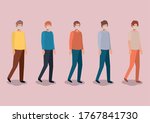 social distancing between boys... | Shutterstock .eps vector #1767841730