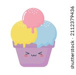 three flavor ice cream on... | Shutterstock .eps vector #2112379436