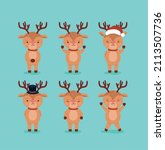 set of six xmas reindeer | Shutterstock .eps vector #2113507736