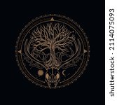 deer skull and tree as symbols... | Shutterstock .eps vector #2114075093