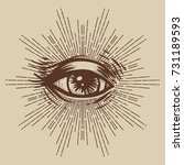 masonic symbol. seeing eye.... | Shutterstock .eps vector #731189593