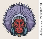 Head Of An Indian Chief Wearing ...