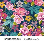 seamless summer tropical floral ... | Shutterstock .eps vector #123513673