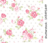 seamless cute vintage rose ... | Shutterstock .eps vector #145491649