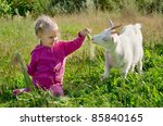 A Little Girl Feeding A Goat...