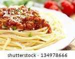 Spaghetti Bolognese On White...