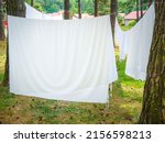 Fresh White Laundry Hanging On...