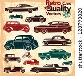 Retro Cars Icons Set 1. Vintage ...