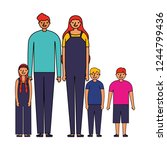 family parents and kids together | Shutterstock .eps vector #1244799436