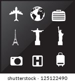 Travel Icons Over Black...