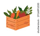 wooden basket with vegetables... | Shutterstock .eps vector #1916891030