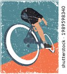 cycling poster people antique... | Shutterstock .eps vector #1989598340