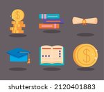 six loans scholarship set icons | Shutterstock .eps vector #2120401883