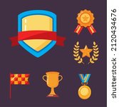 six win awards set icons | Shutterstock .eps vector #2120434676