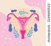 woman uterus and leafs poster | Shutterstock .eps vector #2144640513