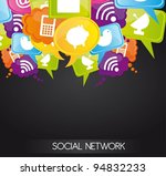 social network icons on bubbles ... | Shutterstock .eps vector #94832233