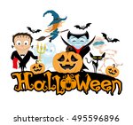 witch  monster  mummy  ghost ... | Shutterstock .eps vector #495596896