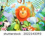 jungle animals for children... | Shutterstock .eps vector #2022143393