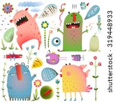 fun cute monsters for kids... | Shutterstock . vector #319448933