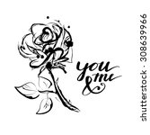 romantic sketch and hand drawn... | Shutterstock .eps vector #308639966