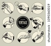 Set Of Round Icons In Vintage...
