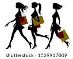 Black Silhouette Of Shopping...
