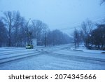 City Street In Snowfall...